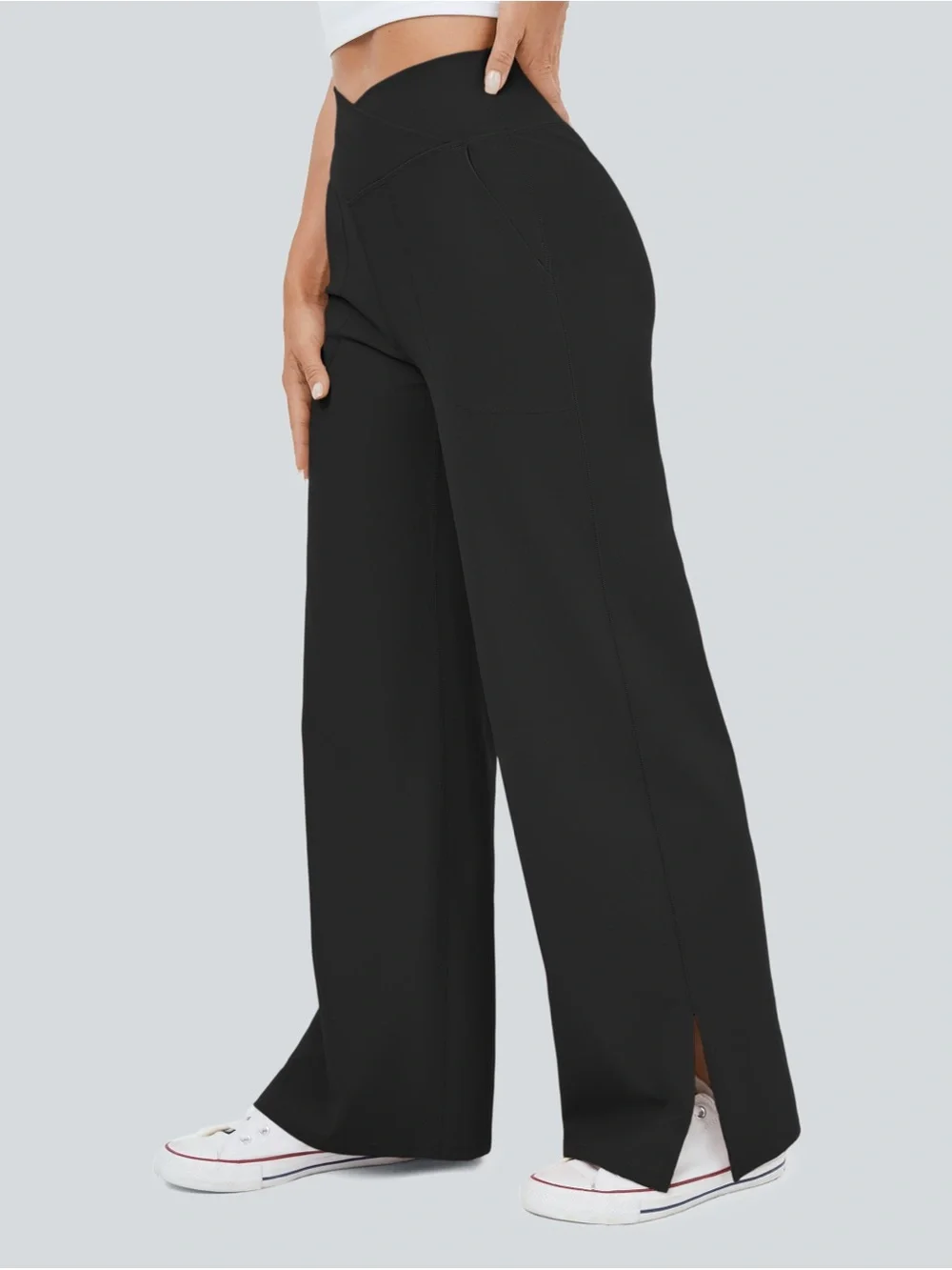 Halara DayStretch Crossover Pocket Hem Wide Leg Yoga Pants - Picture 3 of 8